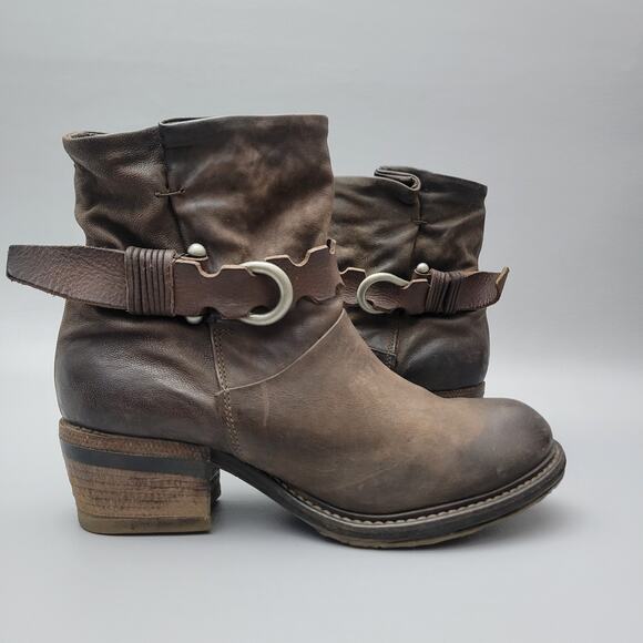 A.S.98 Airstep Biker Leather Italian Zipper Boho Brown Boot 8 US 38 EU - Picture 3 of 12